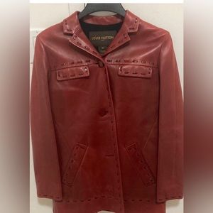 Louis Vuitton lambskin leather laced detail jacket red  NWOT